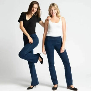 Betabrand Stretch Yoga Denim Pull On Bootcut Jeans